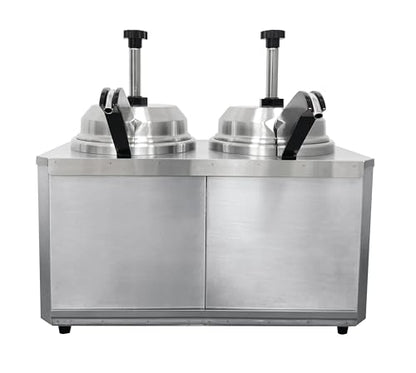 Kratos Commercial Hot Topping Dispenser with 2-Heated Spout and Pump - size: Double Warmer with Heated Spout