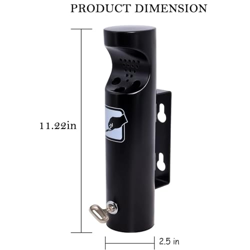 Wall Mounted Outdoor Waste Receptacle, Stainless Steel Bin, Black, 1 Pack - size: 1 Pack 11in