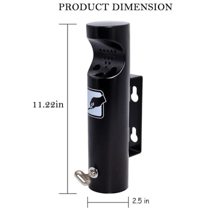 Wall Mounted Outdoor Waste Receptacle, Cendrier Extérieur, Stainless Steel Cylinder Butt Disposal, Commercial Trash Bin Container for Home, Patio, Bar, Commercial Use（Black,2pcs） - size: 2 pack 11in