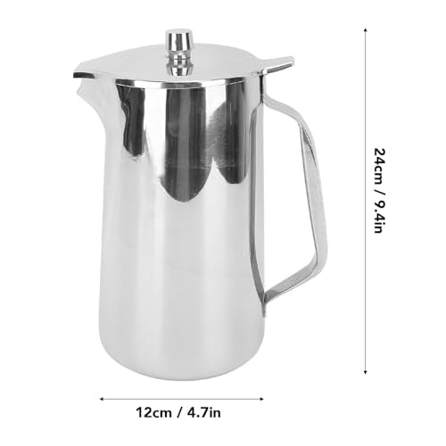 Stainless Steel Pitcher, 2L Coffee Pitcher Metal Water Pitcher Large Capacity Water Kettle with Lid Juice Cold Beverage Jug for Home Restaurant