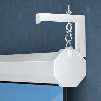 XINLEI Universal Projector Screen Wall Mount L-Brackets Hanging Ceiling Mount, 6 inch Adjustable Extension with Hook for Home Projector and Movie Screens, Hold up to 66 lbs, White PRL003W - color: White