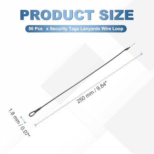 Security Tags Lanyards Wire Loop Anti-Theft Magnetic Buckle Tag - color: Black, size: 8"