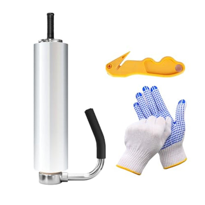Stretch Film Dispenser with Cutter & Gloves, Heavy Duty Stainless Steel Stretch Wrap Dispenser for 12-20 Inch Rolls, Manual Pallet Wrapping Tool for Shipping, Moving, and Industrial Packing
