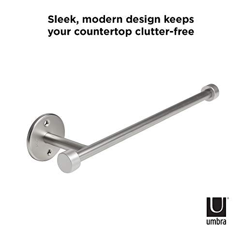Umbra Cappa Wall Mount or Under the Counter Paper Towel Holder, 14" L x 4" W x 2.6" H, Nickel - color: Nickel, size: 14"L x 4"W x 2.6"H