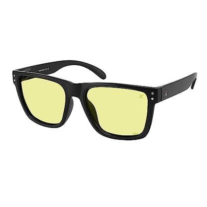X Power ANSI Z87+ Extra Large Weekenders Impact Resistant Safety Sunglasses - color: 009 Matte Black Frame / Yellow Lens, size: X-Large