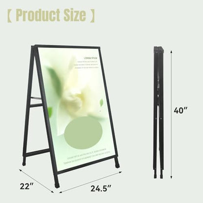 A Frame Sign 24x36 Inches Portable Sandwich Board Outdoor Sign Holder Heavy Duty Display Double Sided Sidewalk Sign Ideal for Mall Restaurant Supermarket Trade Shows (Frame only),1PACK