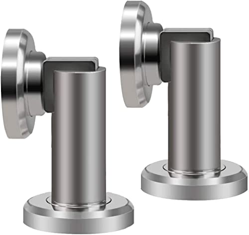 Door Stoppers, Magnetic Door Stops, Heavy Duty Stainless Steel Magnetic Door Catch Door Holder for Wall Floor Mount, Modern Door Stop Wall Protectors, Brushed Nickel, 2 Pack - color: Silver, size: 2 Pack