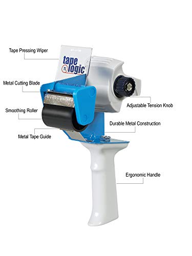 Tape Logic (1 Pack) Industrial Carton Sealing Tape Dispenser, 2", Blue/White