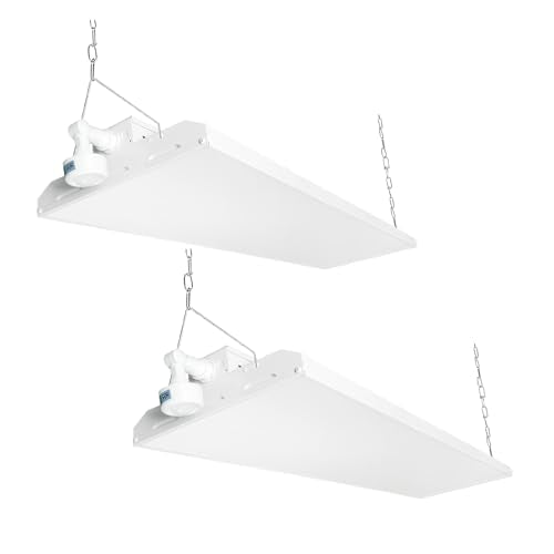 4FT LED Linear High Bay Shop Light with Motion Sensor, 300W High Bay Work Light Fixture, 40500LM, 120-277V, 5000K Daylight Linear Hanging Lighting for Garage, Warehouse, UL&DLC Listed - 2PK - color: 300W - with sensor - White, size: 2PK