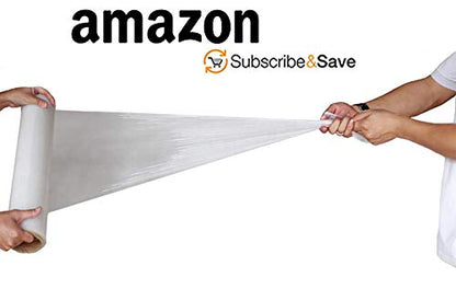 APQ 4 rolls of Cast Hand Stretch Film 12" x 2000'. Hand Stretch Wrap, 60 Gauge Thickness. Excellent Tear Resistance. Clear Residue Free Film for Moving, Shipping, Wrapping. Industrial Grade Cast Film. - size: 12" x 2000'