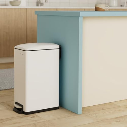 SONGMICS Kitchen Trash Can with Lid, 13-Gallon (50 L) Slim, Stainless Steel - color: White, style: 13 Gal.