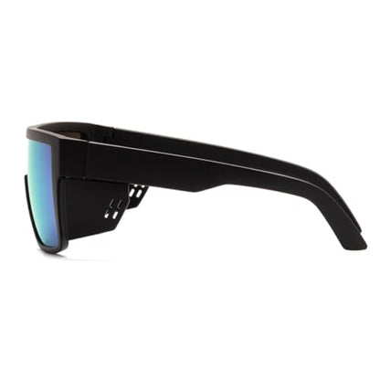 Polarized Safety Sunglasses, UV400 Protection, ANSI Z87.1 Wraparound Protective Eyewear - color: Matte Black Gold Mirror