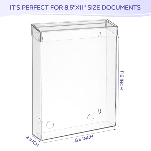 Thyle 8.5” x 11” Outdoor Brochure Holder Waterproof Wall Mount Lid, Clear - color: Clear