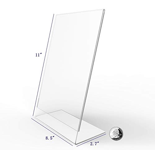FixtureDisplays® 20PK 8.5 x 11 Clear Acrylic Sign Holder with Slant Back Design Portrait, Vertical Picture Frame 19780-8.5X11-20PK-NPF - size: 8.5x11"