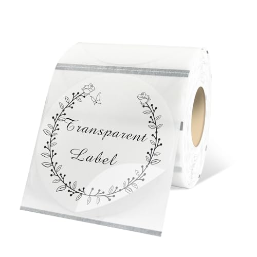 2" Round Transparent Thermal Label Stickers,Self-Adhesive Direct Thermal Labels,300 Sheets with Perforation Line in ROLL - color: Clear, size: 2 inch