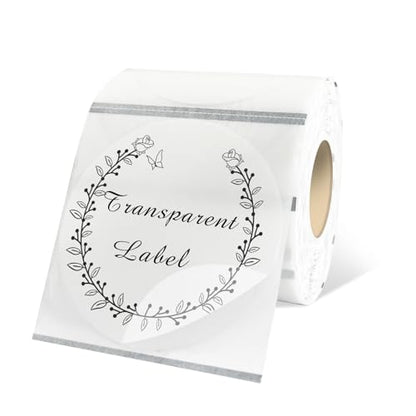 2" Round Transparent Thermal Label Stickers,Self-Adhesive Direct Thermal Labels,300 Sheets with Perforation Line in ROLL - color: Clear, size: 2 inch