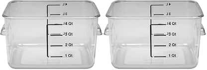 Rubbermaid Commercial Products-FG630400 Plastic Space Saving Square Food Storage Container For Kitchen/Sous Vide/Food Prep, 4 Quart, Clear, LID SOLD SEPARATELY (Pack of 2) - size: 4 Qt. (Pack of 2), style: Container