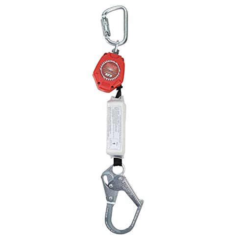 AFP Demon 6 FT Single Leg Self-Retracting Lifeline Web Lanyard Retractable, 1.97-inch Gate Opening Steel Locking Rebar Hook, Yoyo, Shock Absorber | Tower Fall Protection OSHA & ANSI Rated SRL - color: Single 1.97-inch Gate Steel Rebar