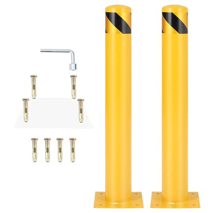 Safety Bollard Traffic Bollard 42 Inch Height Bollard Post, 4.5 Inch Diameter Q235 Steel Bollard Post, 2 Pack Heavy Duty Steel Safety Post for Driveway Parking Lot Garage Traffic Control - size: 42"*4.5"- 2 Pack