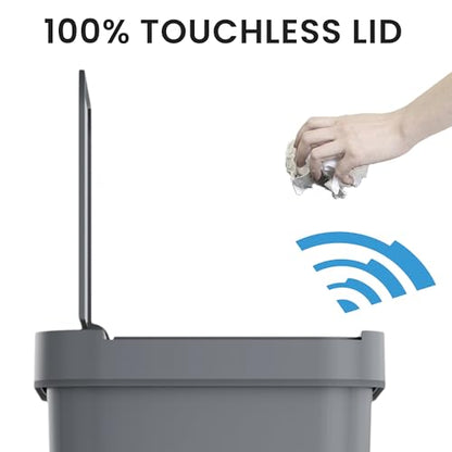 iTouchless Prime 13.2 Gallon Sensor Trash Can, Slim and Space-Saving, Durable Dent-Proof Construction, Automatic Bin Gray Color Great for Kitchen, Home, Office, Business, Garage, Plastic - color: Titanium Gray