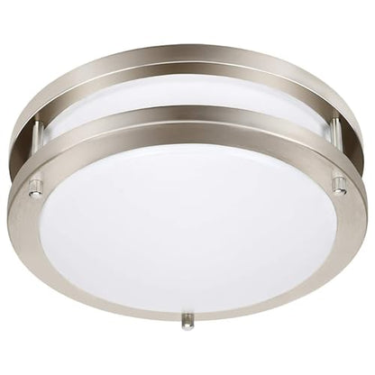 Drosbey 50W Dimmable LED Ceiling Light Fixture, 13.2in Flush Mount Light Fixture, Ceiling Lamp for Bedroom, Kitchen, Bathroom, Hallway, Super Bright 5000 Lumens, 3000K Warm White - color: Brush Nickel, size: 50W