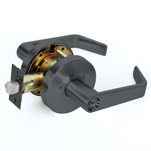 Grade 2 Commercial Heavy Duty Entry Door Lever Lockset, ADA for Fire Door Matt Black Finish - color: B400 Entry RB