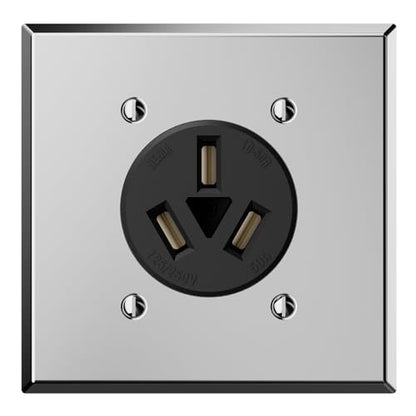 ELEGRP 50 Amps Range Power Receptacle,125/250V Flush Mounting Power Outlet UL Listed, NEMA 10-50R Straight Blade Range Outlet with Stainless Steel Wall Plate, Non-Grounding, 3 Pole 3 Wire, 1 Pack - style: NEMA 10-50R Outlet Includes Wall Plate