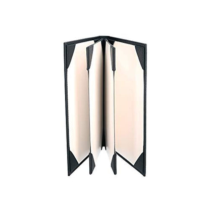 Menu Covers Made of Premium Faux Leather (10-Pack) - 8.5" X 11" - 6 Views - Black - color: Black, size: 6 Views