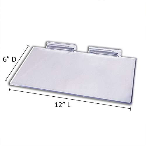 Large Clear Acrylic Slatwall Shoe Shelf, 6" D x 12" L Flat Plastic Display Shelf Made with .16" Thick Styrene, 5 Pack - size: 5 Pack