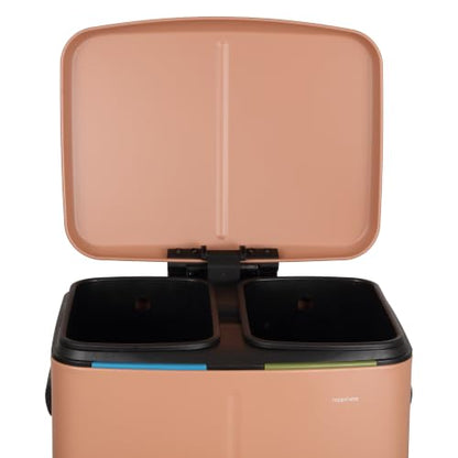 happimess Marco 10.6 Gal Double Bucket Step Trash Can, Clay Rose - color: Clay Rose