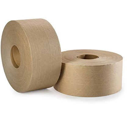 IDL Packaging 2.83" x 450 feet Reinforced Water-Activated Kraft Gummed Tape 30lb Thickness (Pack of 2) - Secure Paper Packing Tape for Secure Carton Sealing - Heavy-Duty for All Conditions, Brown - size: Pack of 2