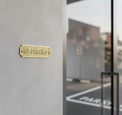 Solid Brass NO PARKING Door Sign Plaque 22x5 cm Wall Mounted Signage Plate for Home Office Garage Driveway Business Entryway Warning Notice Plate - color: NO PARKING