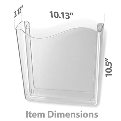 Officemate Vertical Wall File, Letter Size, Durable Unbreakable Plastic Organizer, Mountable Wall or Partition File Holder, Clear (21674) (Pack of 12) - size: (Pack of 12)