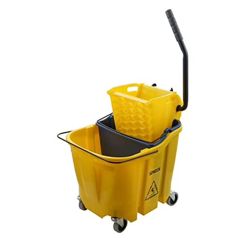 SPARTA 35 Qt Mop Bucket System with Wringer and Insert, Yellow - color: Yellow