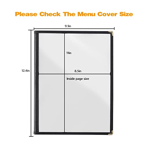 Menu Covers 2-Pack 8.5 x 11 Inch, Clear Restaurant Menu Holders with 6 Page (12 Sides) Capacity, Waterproof Durable Plastic Menu Protector for Cafe, Bar, Pub, Bistro, Diner – Black - size: 2 pack 6 page / 12 view - 8.5" x 11"