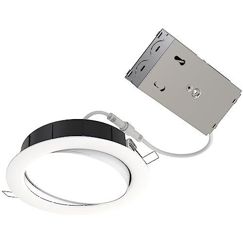 Juno 6" Adjustable LED Wafer Downlight, 5-in-1 CCT, Matte White - color: Matte White, size: 6-Inch