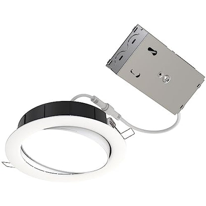Juno 6" Adjustable LED Wafer Downlight, 5-in-1 CCT, Matte White - color: Matte White, size: 6-Inch