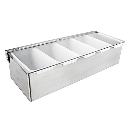 New Star Foodservice 48032 Stainless Steel Condiment Dispenser with 5 Compartments (No Ice Tray) - size: 5 Compartments