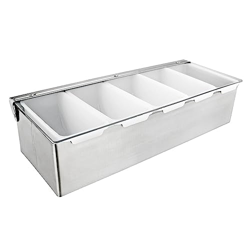 New Star Foodservice 48032 Stainless Steel Condiment Dispenser with 5 Compartments (No Ice Tray) - size: 5 Compartments