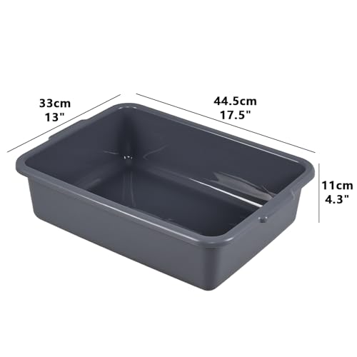 4-Pack Plastic Bus Bin, 15 L Restaurant Dish Tub, Gray