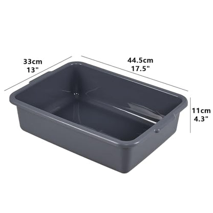 4-Pack Plastic Bus Bin, 15 L Restaurant Dish Tub, Gray