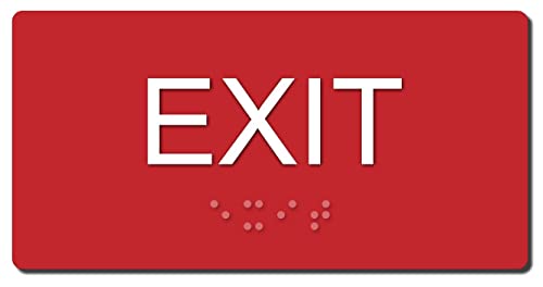 ADA Compliant Tactile Exit Sign (3" X 6" Red/White) - color: Red/White