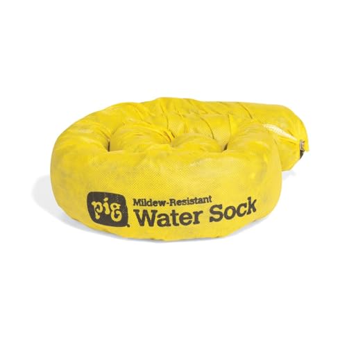 PIG Mildew-Resistant Absorbent Sock | Water Absorbing Snake | 3" W x 4' L | Absorbs up to 1 gal per Sock | 12 Count | PIG105-YW - color: Yellow, size: 3" W x 4' L, style: 12-Pack