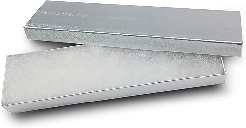 TheDisplayGuys 25 Cardboard Jewelry Gift Boxes with Inserts - Silver Foil - size: 25 Pack