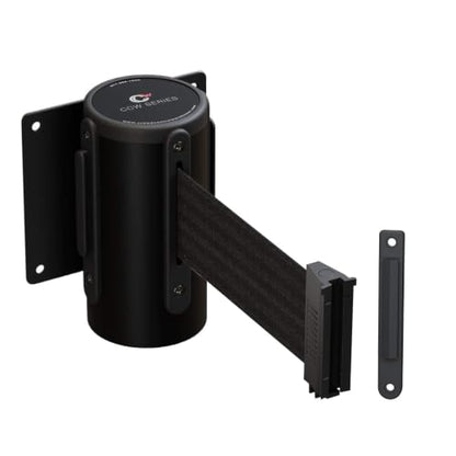 Crowd Control Warehouse Wall Mount Retractable Belt Barrier, 11' Black Belt - color: Black, size: Solid Color