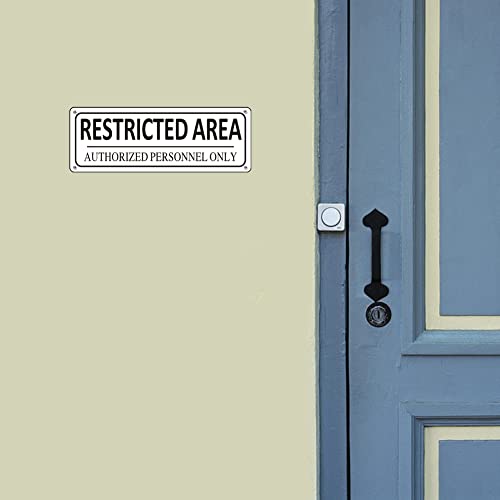 Restricted Area Sign Metal, (2 Pack) Authorized Personnel Only, 10" x 3.5" Do Not Enter Sign, Aluminum, Rust free, Fade Resistant,Weatherproof - color: Restricted Area Sign-01C