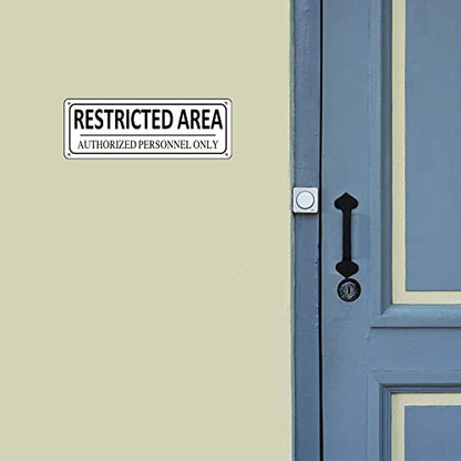 Restricted Area Sign Metal, (2 Pack) Authorized Personnel Only, 10" x 3.5" Do Not Enter Sign, Aluminum, Rust free, Fade Resistant,Weatherproof - color: Restricted Area Sign-01C
