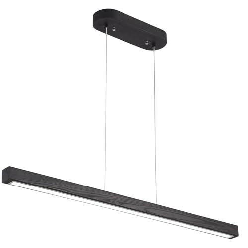 YISDESIGN 59'' LED Pendant Light 40W Dimmable with Remote Wood Linear Chandelier Island Light with Black Finish for Living Room Dining Room Billiard & Pool - color: Black, size: 59in