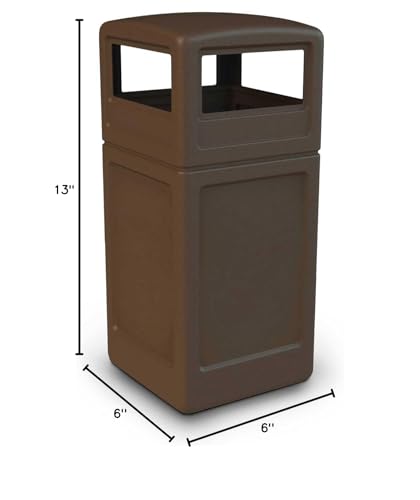 Commercial Zone-73293799 PolyTec 42 Gallon Square Waste Container with Dome Lid Color: Brown - color: Brown
