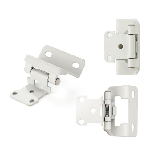 White Cabinet Hinges, 1/2 Inch Overlay, 4 Pack(2 Pairs) - color: White